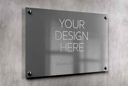 Metal office plate mockup